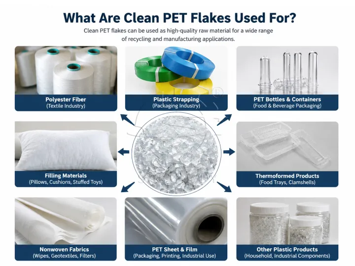 Applications of the recycled PET flakes