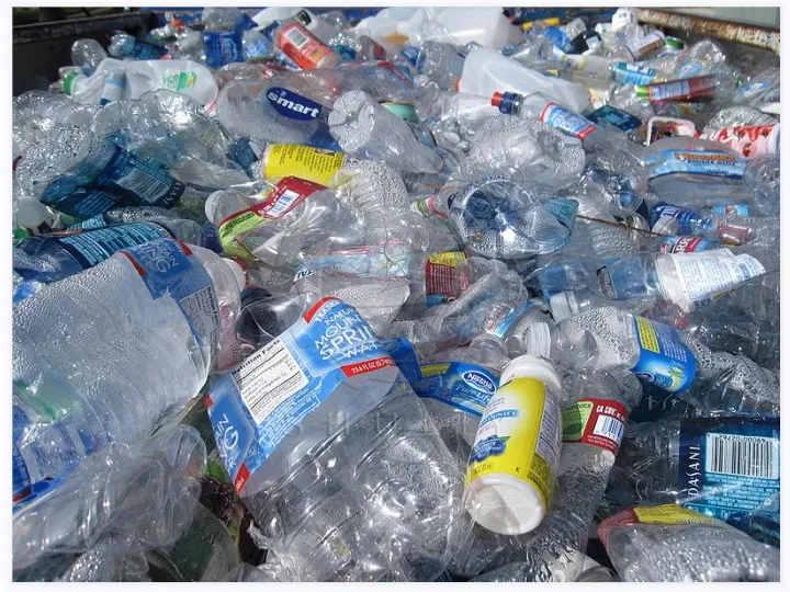 Large number of plastic bottles to be recycled