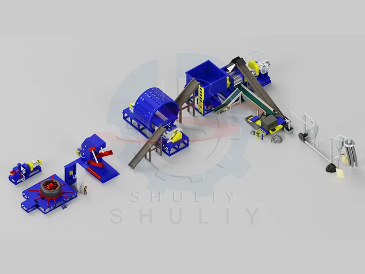 mining tire recycling line