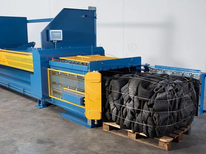 tire baling machine working